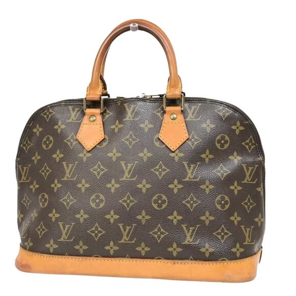 LOUIS VUITTON LV Logo Alma Hand Bag Monogram Leather Brown France - Picture 1 of 7